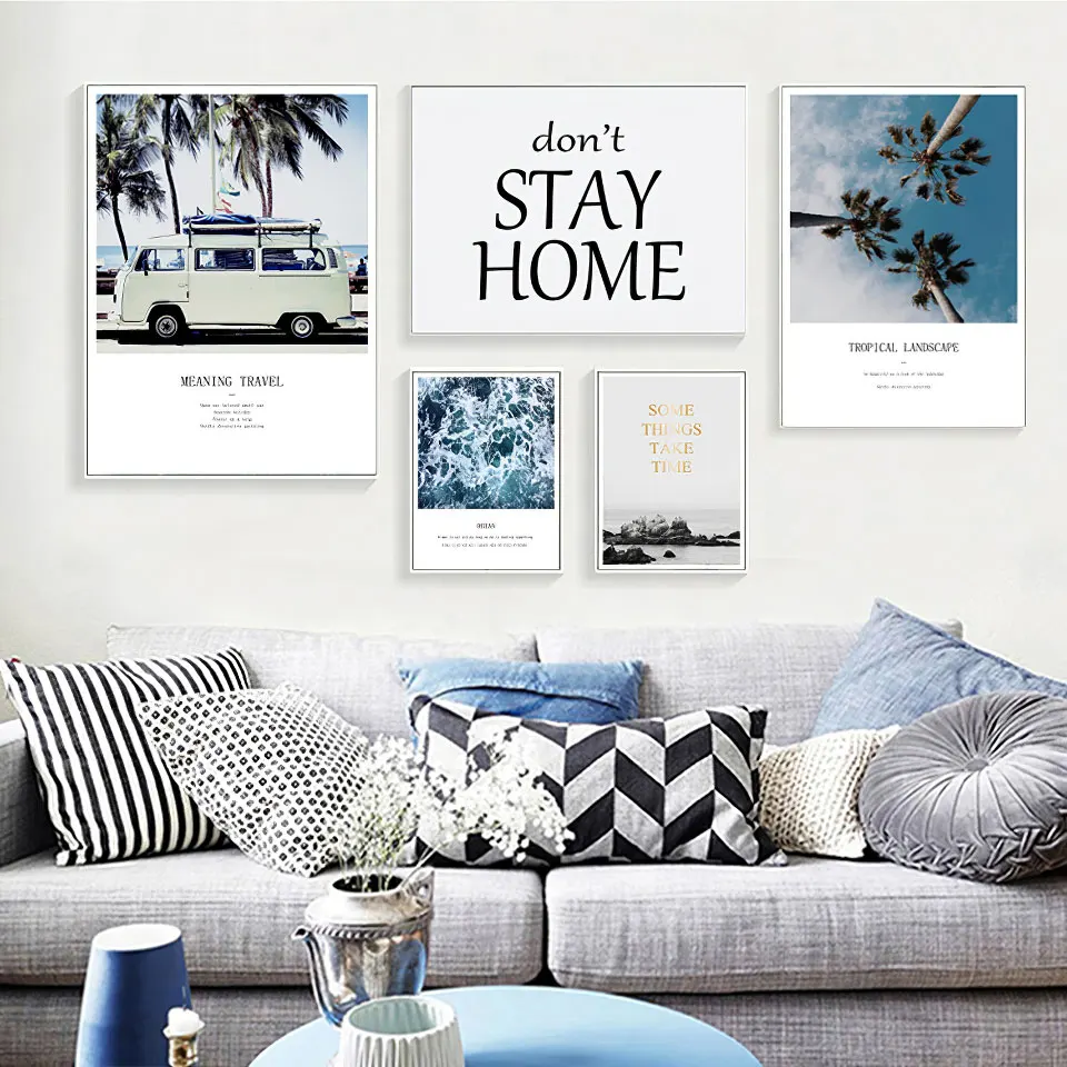 Морской пейзаж скандинавский постер Картина на холсте с ладонью фотография для