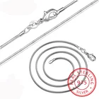 Длинные 16-28 дюймов (40-80 см) 100% подлинное Твердое Серебро 925 пробы Чокеры ожерелья 1 мм змеиные цепи ожерелье для женщин YDHX01