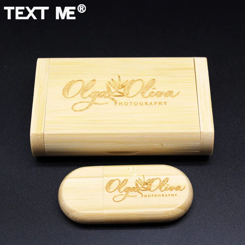 TEXT ME 64 Гб гравировка бамбуковая модель + коробка логотип печать usb флэш накопитель