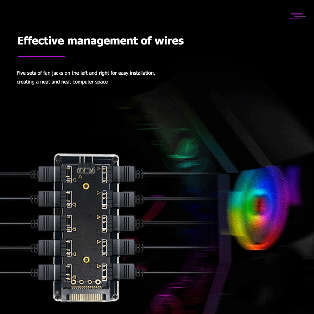 10-портовый RGB-вентилятор концентратор для ПК настольного компьютера 5 В