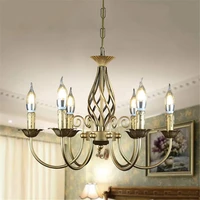 vintage wrought iron chandelier e14 candle hanging light lamp bronze metal led home lighting fixture modern iron lustre promotio