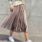 Женская плиссированная юбка, однотонная тонкая юбка с высокой талией в стиле Харадзюку, новый размер, весна-осень