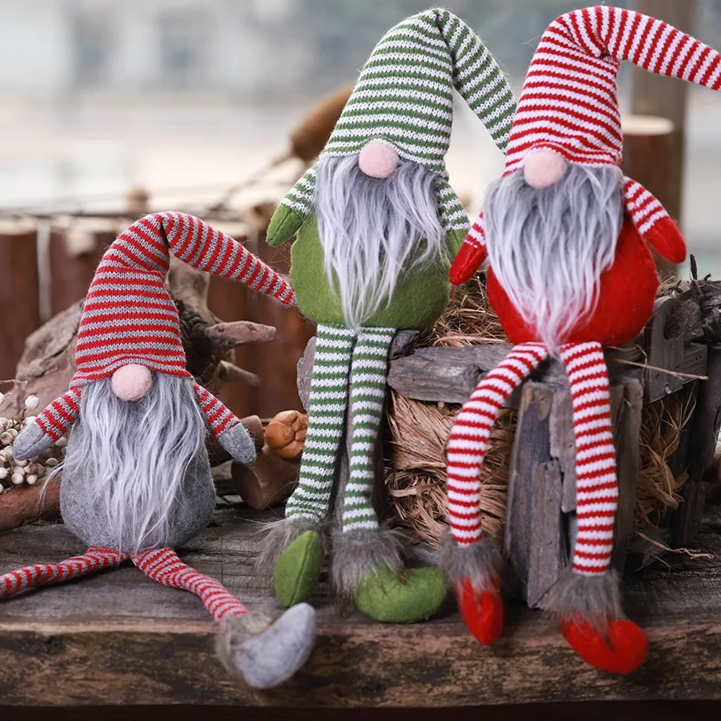 

Christmas Pendant Decoration Striped Hat Hanging Leg No Face Doll Room Ornaments Christmas Decorations For Home Navidad