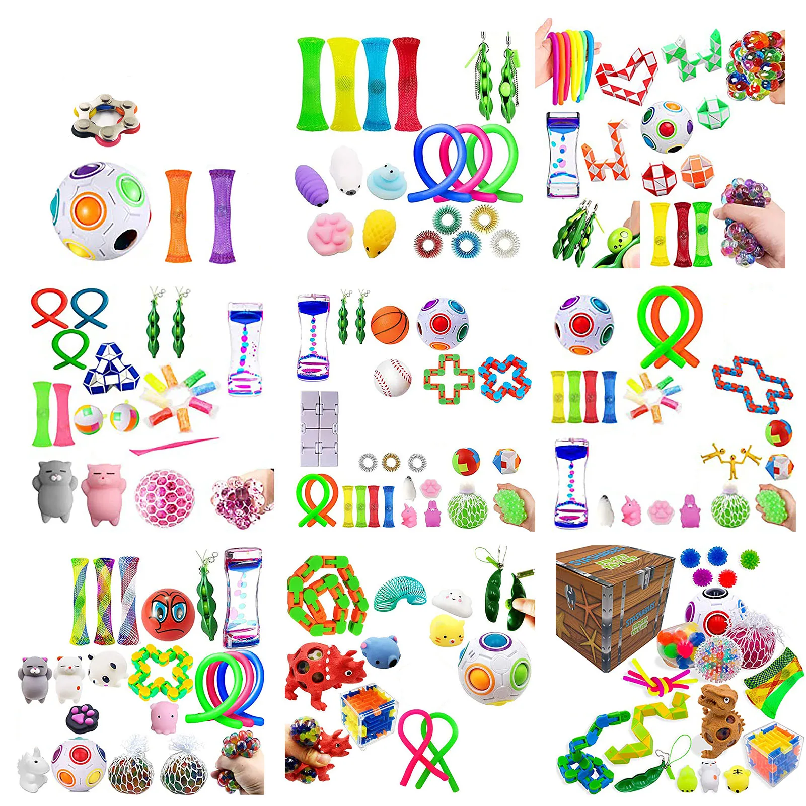 

20-29PCS Pack Fidget Sensory Toy Set Stress Relief Toys Autism Anxiety Relief Stress Pop Bubble Fidget Toys For Kids Adults