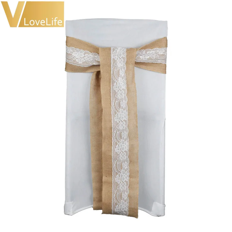 8 шт./лот 15x240 см джутовая лента чехлы для стула бант пояс натуральная Мешковина