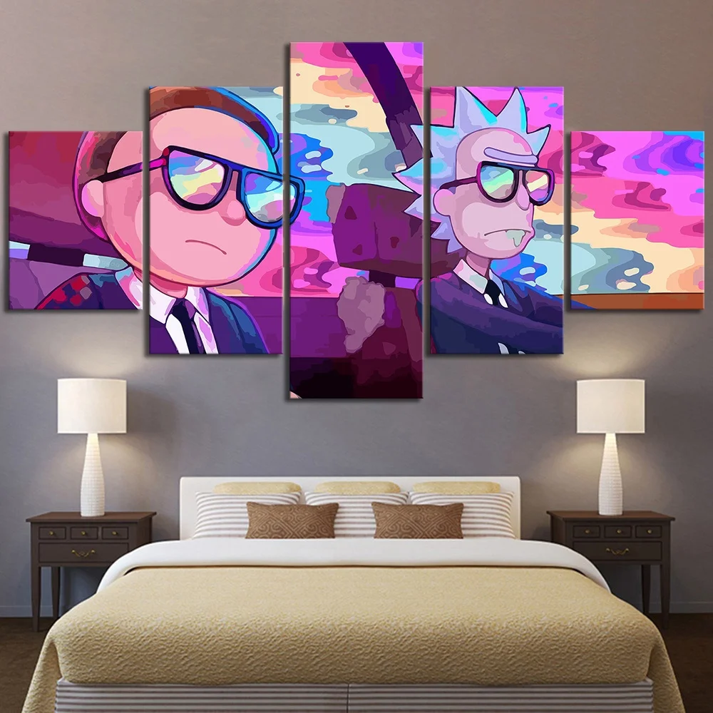 

HD Prints 5 Pieces Ph Juvenile Poster Home Decor Canvas Wall Art Pictures Animation Paintings Modular For Living Room Framed