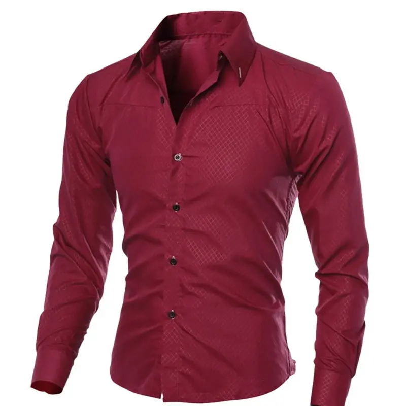 Рубашка мужская классическая на пуговицах Хлопковая сорочка кроя Slim Fit в