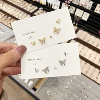 5pcsset korean cute crystal butterfly earrings for women girls 2021 new fashion studs earrings set simple style jewelry
