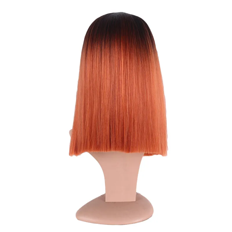 

Ombre Synthetic Straight Orange Wigs for Black Women 16 Inch Shoulder Length WigS Heat Resistant Fibre False Hair Peruca Cosplay