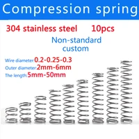 10pcs 304 stainless steel compression spring repair small spring suit wire diameter 0 30 250 2 length 5 50mm