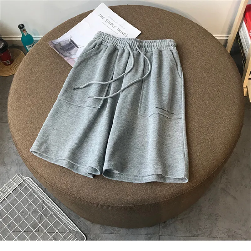 Short Femmes D'été Décontracté Lâche Lettre Imprimer Cordon Loisirs Hip-hop Quotidien Tout-match Survêtement Jogging Poche Large Jambe Courte