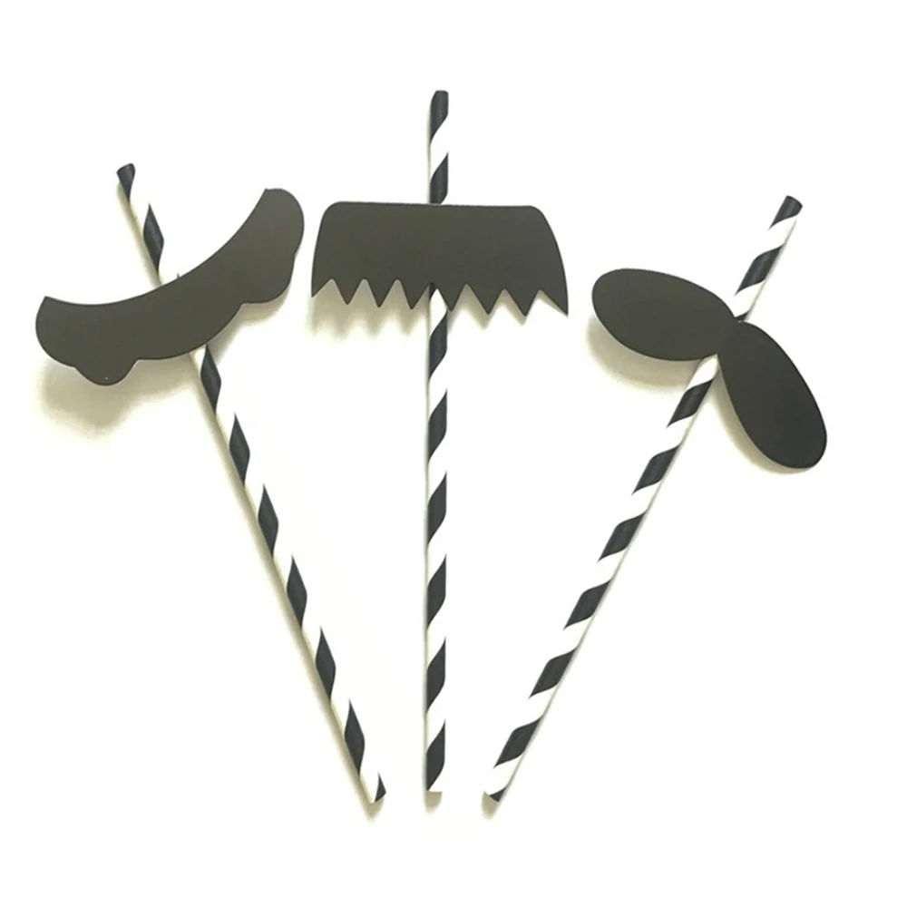 6 шт./упак. черно белые бумажные трубочки в полоску свадебные декоративные