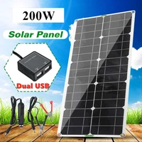 solar panel system 200w solar panel mppt solar charger controller 12v 18v pwm lcd display dual usb port portable power supply