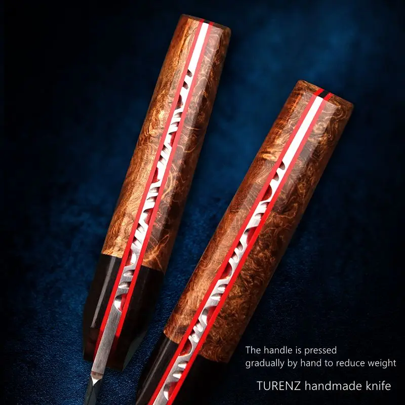 TURENZ полный Tang M390 стальной эбеновый стабильный деревянный ручной нож с футляром