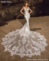 newest wedding dress mermaid lace square collar neckline open back chapel train plus size bride gown 2021 vestidos de novia