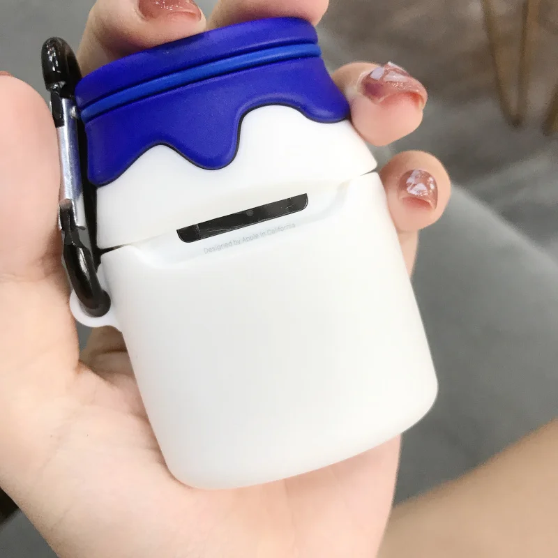 Мягкий силиконовый чехол Airpods для Apple Airpods 1/2 с мультяшным медведем, силикагелевый чехол для зарядки наушников, чехол с защитой от потери