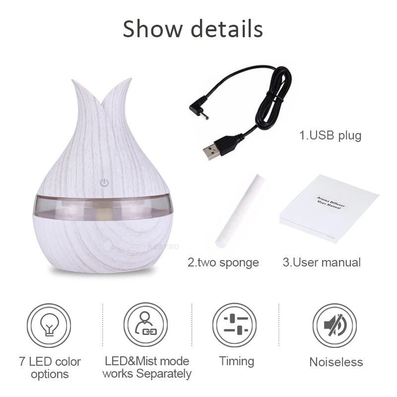 

300ML Usb Essential Oil Aroma Diffuser Ultrasonic Humidifier Aromatherapy Mist Maker Car Air Humidifier Purifier