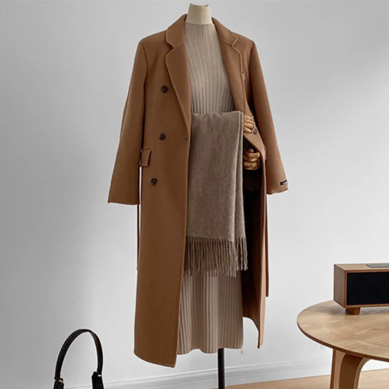 LANMREM 2022 зимние женские пальто теплый шерстяной Тренч с длинным рукавом уличная