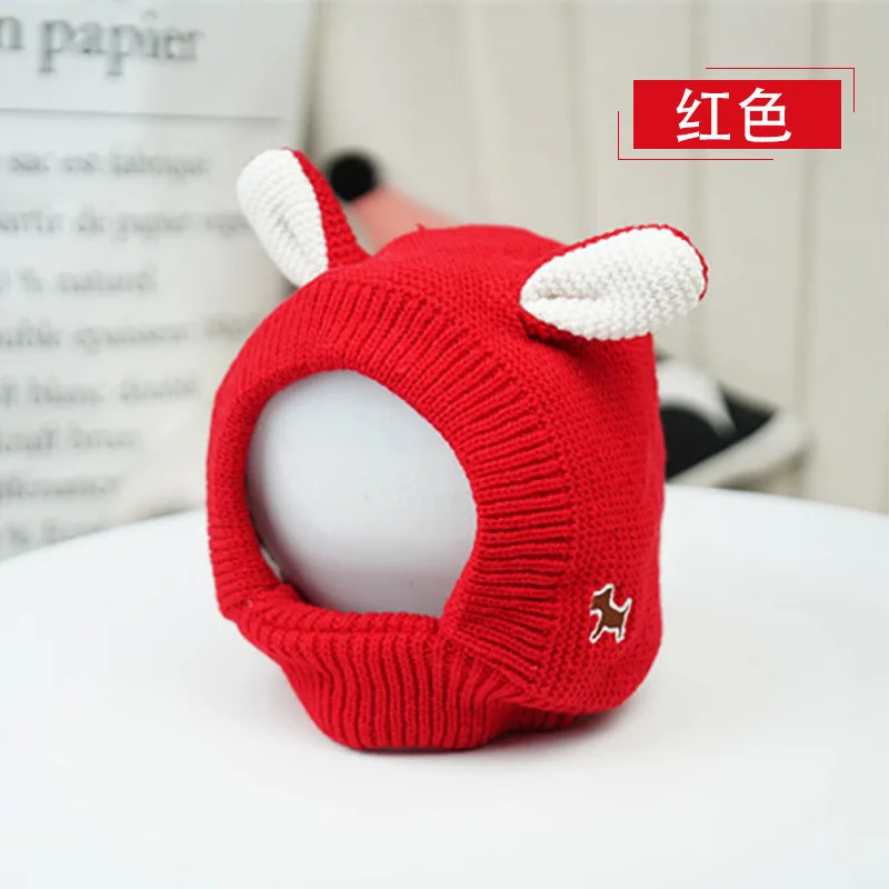 

Pet supplies Amazon new knit rabbit ear pet hat autumn and winter warm pet head cover dog hat