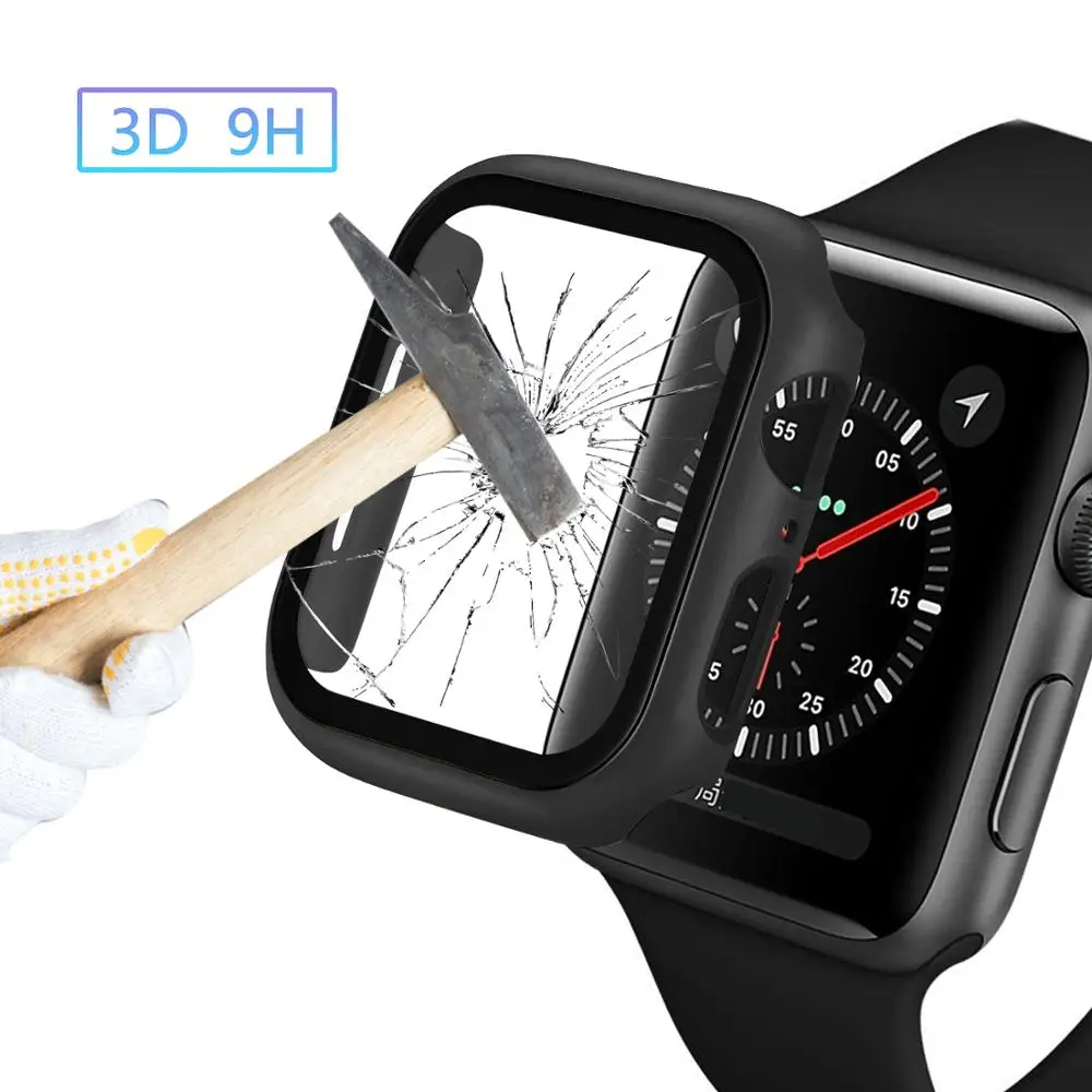 Защитный чехол для iWatch 4 5 40 44 мм защитный с полным покрытием из закаленного стекла