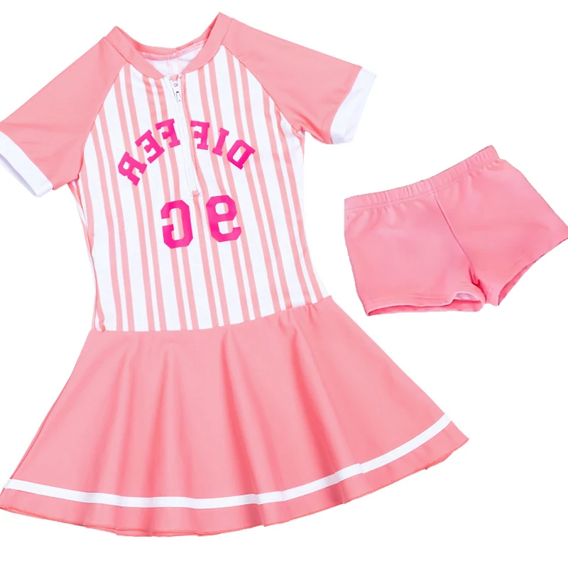 

Two Piece Children Swimsuit Skirt Backless String Without Sleeves Swimwear Girls Cute Kids Swimming Suit Beach Wear Bathing Suit
