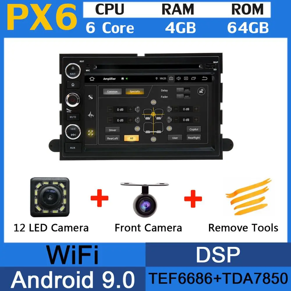 5 USB порт Android 9,0 PX6/Восьмиядерный автомобильный DVD для Ford Explorer Fusion Mustang Focus Edge Expedition Escape F150 автомобильный Радио gps - Цвет: PX6