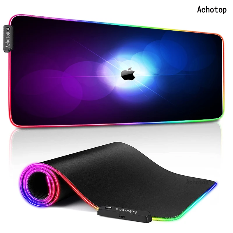 RGB Mouse Pad Apple Carpet Large Gaming Accessories Table Gamer PC Varmilo Keyboard Desk Mats Valorant Genshin Impact padMouse