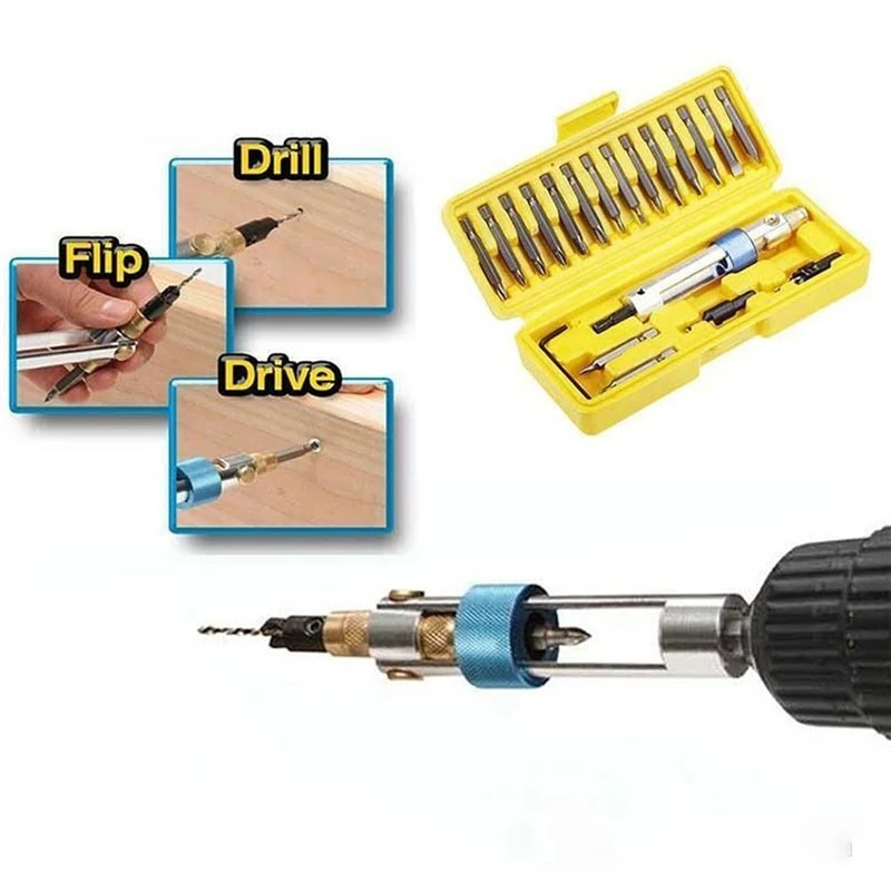 20Pcs Swap Drill Bit Rotary Tool HSS Screwdriver Flip Drive Half Time Drill Driver Swivel Head Quick-Change Driving Repair Kit