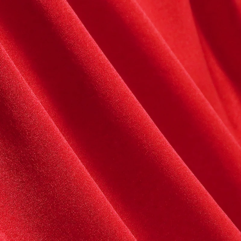 

Real Silk Women's Red Shirt Elegant O-neck Nine Quarter Sleeve Solid Loose Shirts Blouses Office Lady Asymmetrical Satin Blouse