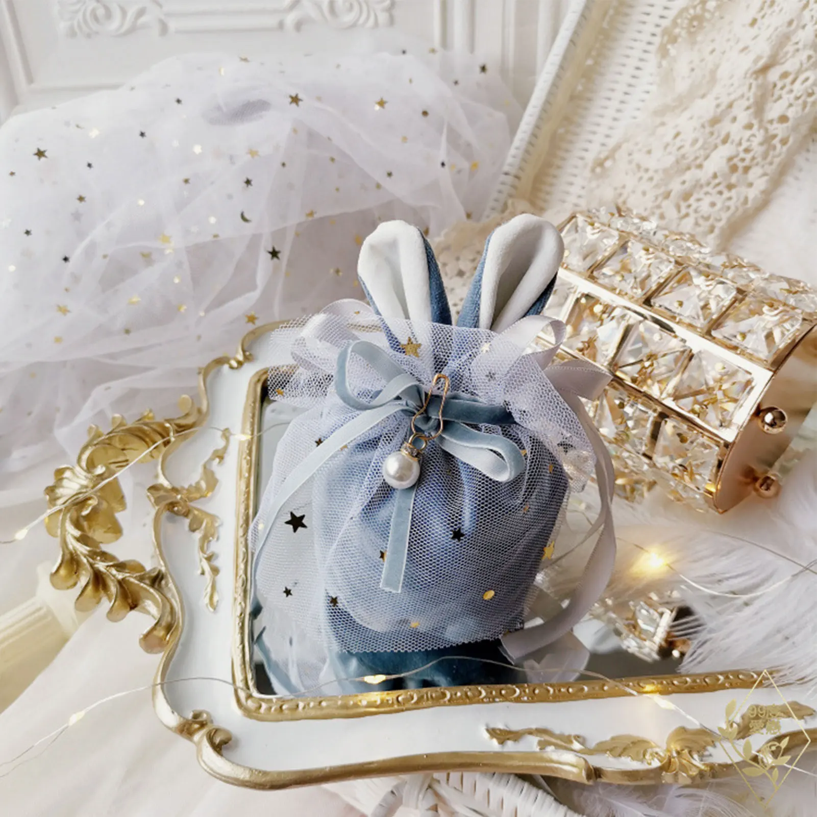 

Easter Cute Bunny Gift Packing Bag Velvet Valentine's Day Rabbit Chocolate Candy Bags Wedding Birthday Party Jewelry Organizer