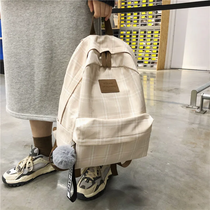 Новинка 2020 женский рюкзак Женская клетчатая школьная сумка для