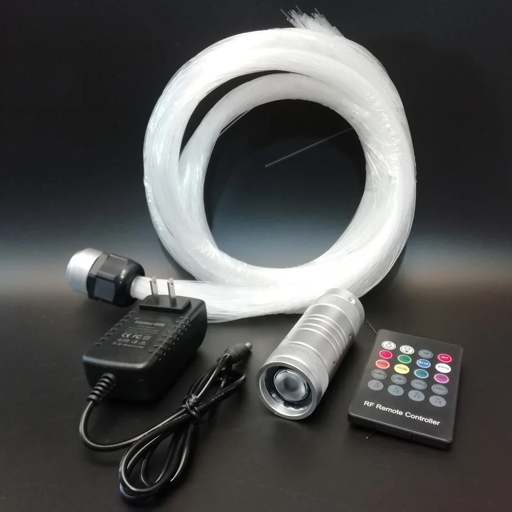 DC12V 7W RGBW волоконно-оптический комплект RF контроллер мерцающий Плётка игрушка конец светящийся мигающий Звездный потолочный эффект для автомобильных вечерние украшения