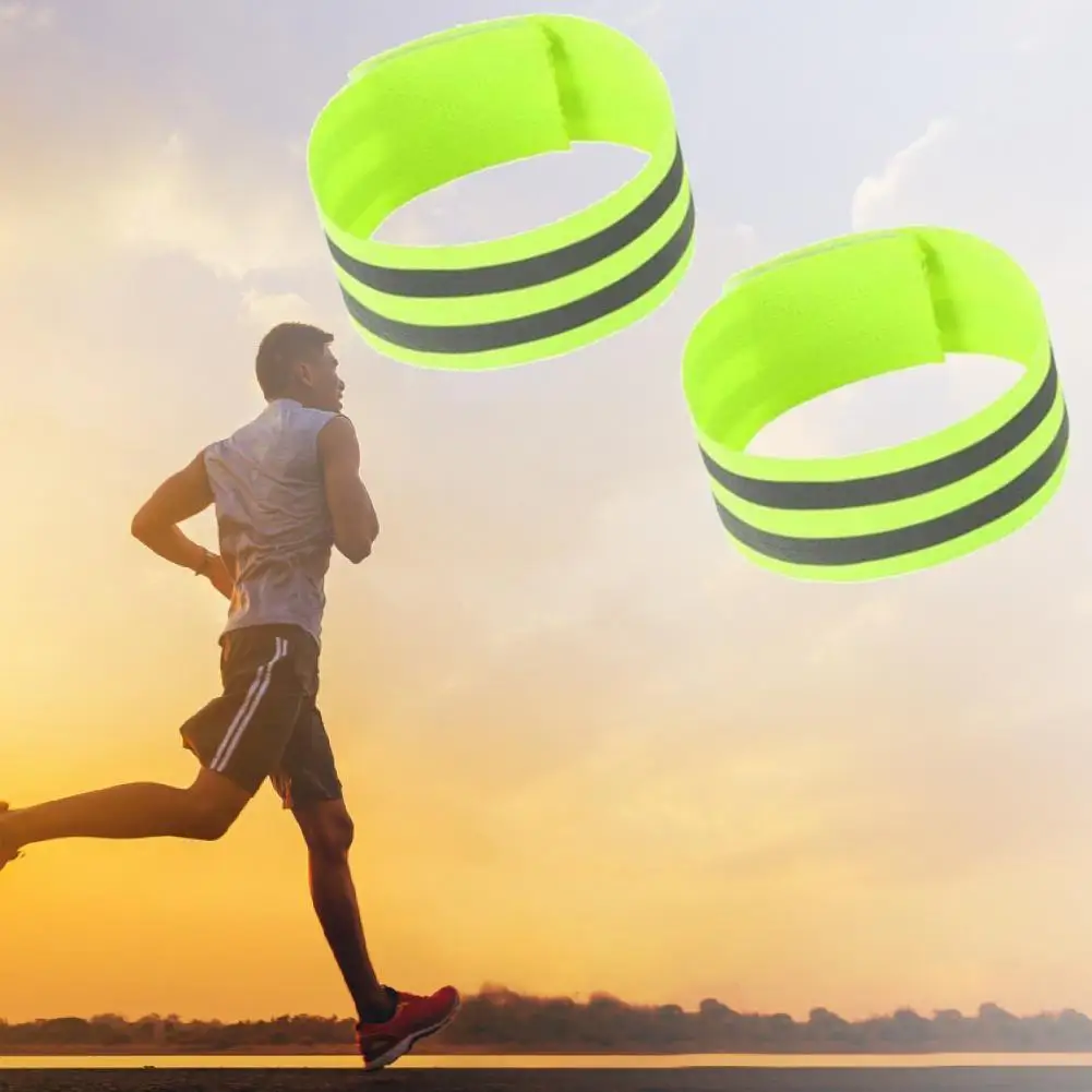 

2Pcs Self-Adhesive Reflective Bands Magic Stickers Fastener Tapes Safety Leg Straps Strips for Bike Bicycle Running Arm Warmers