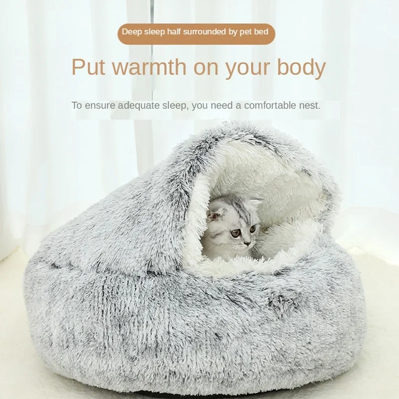 Winter Warm Cat Litter Pet Cat Bed for Deep Sleep and Semi-Enclosed Kennel Dog Bed for Cat Supplies Long-Haired and Short-Haired