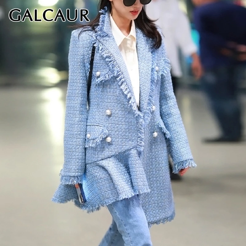 Женское твидовое пальто с V образным вырезом и длинным рукавом|Женские пальто| |