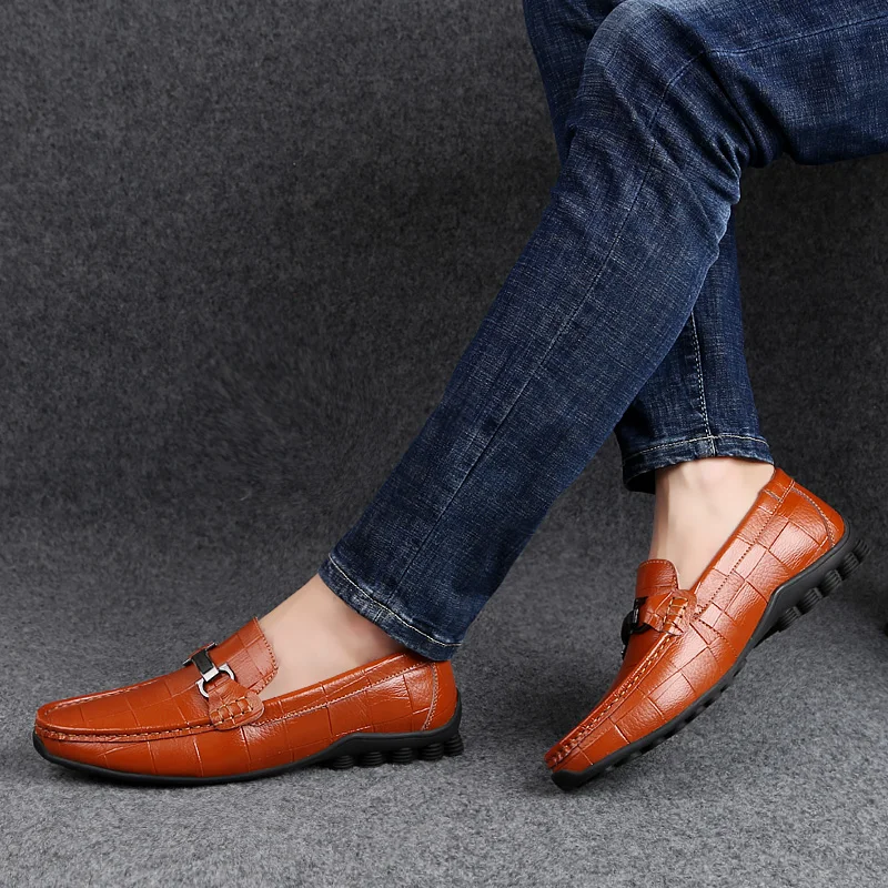 

Men's shoes fashion cowhide casual breathable outdoor leather casual loafers overwear soft-soled flat lightweight driving shoes