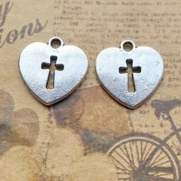 

Charm for making jewelry 10pcs 17x16mm antique silver color Love charms