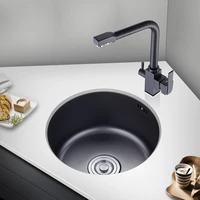 black nano round sink single slot 304 stainless steel bar balcony kitchen sink undermount 41 cm hy201i