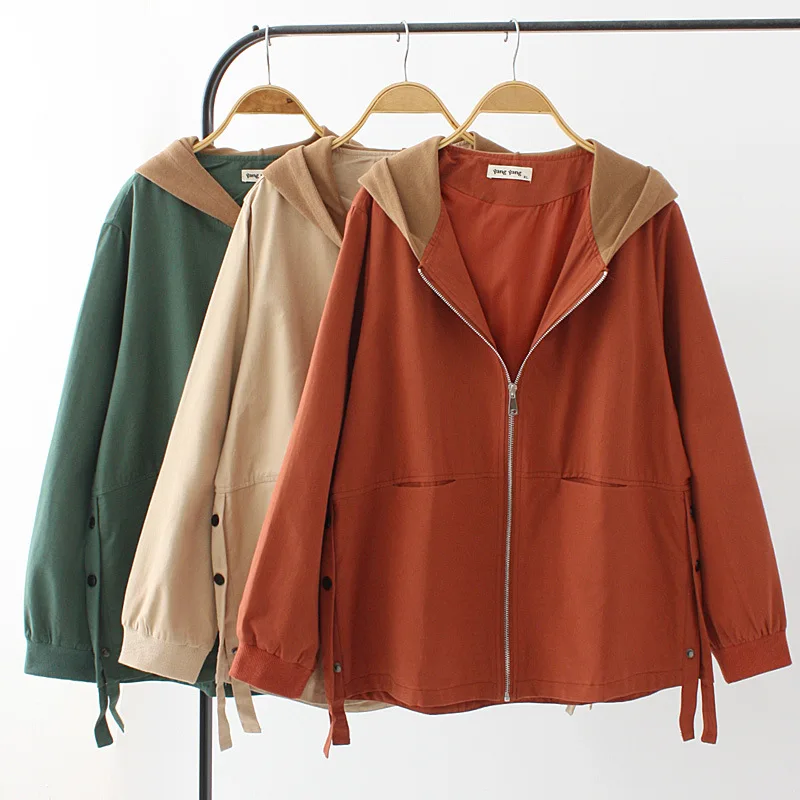 

2021 New Spring Autumn Femmes Hoodie Jacket For Women Large Casual Loose Long Sleeve Green Red Zipper Coat Female Outwear