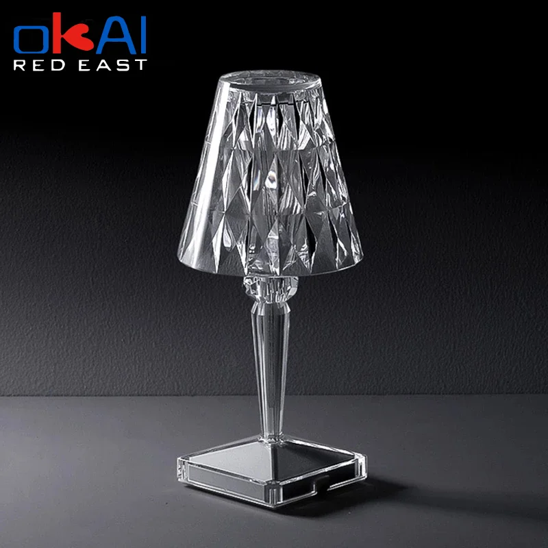 

Diamond Table Lamp USB Rechargeable Acrylic Decoration Desk Lamps Bedroom Bedside Bar Crystal Lighting Fixtures Gift Night Light