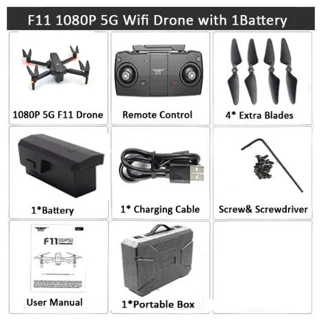 1battery 1080p bag1 SJRC F11 Дрон с GPS с Wi-Fi FPV 1080 P/2 K камера бесщеточный Квадрокоптер 25 минут время полета управление жестами складной Дрон Vs CG033 - Цвет: 1battery 1080p bag1