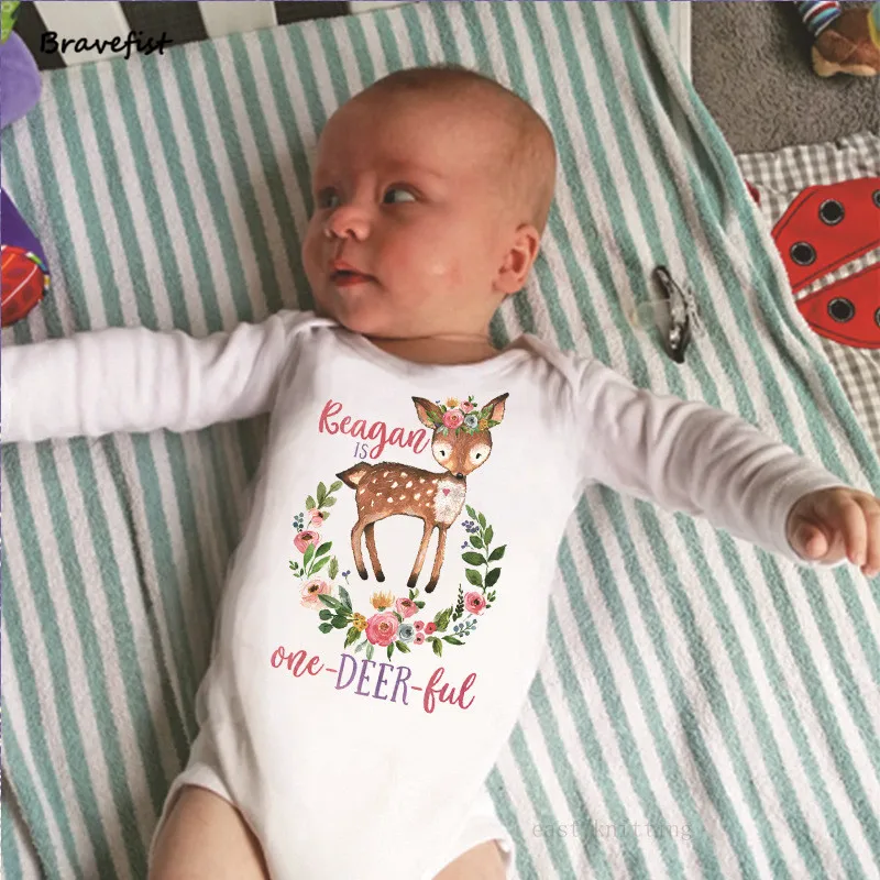 Traje con estampado de ciervo para beb&eacute; reci&eacute;n nacido, Pelele de dibujos animados para ni&ntilde;os de 0 a 24 meses, ropa de verano, Tops, prendas de vestir-2
