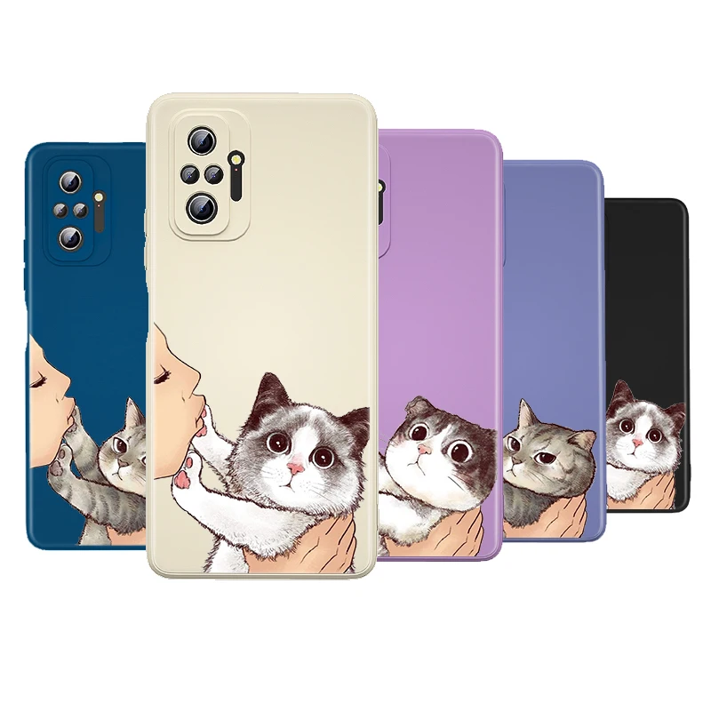 

Cat Don't Kiss Me Liquid Silicone Soft Cover For Xiaomi Redmi Note 10 10T 9 9T 8T 9S 8 7 Pro Max Phone Case
