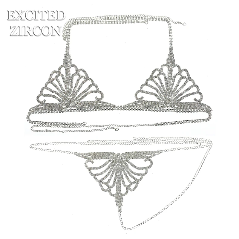 

EXCITED ZIRCO fashion luxury new hot sale body chain bra waist chain woman sexy rhinestone crystal bikini jewelry