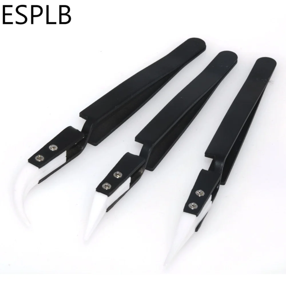 Черный керамический Антистатический пинцет для сигарет ручка из нержавеющей