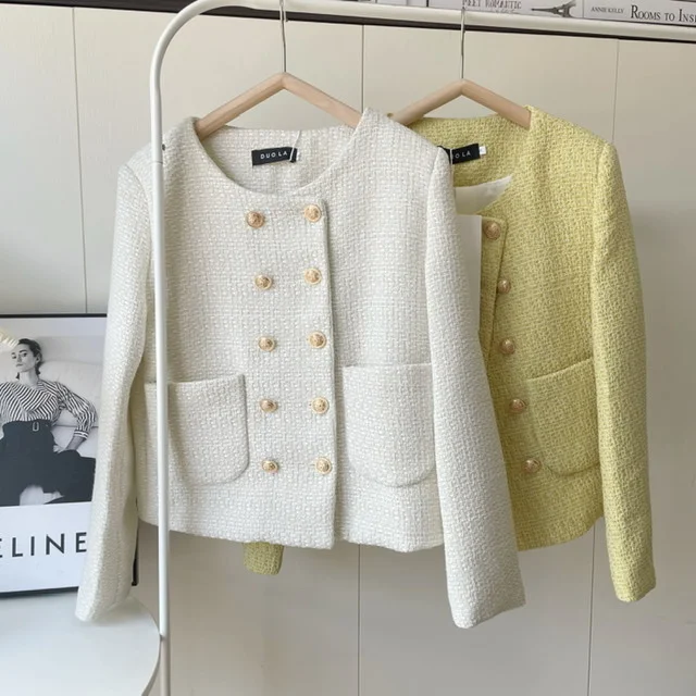 

Женское двухбортное шерстяное пальто Sister Xiaoyu Paris Sweet Dream/с подкладкой на плече