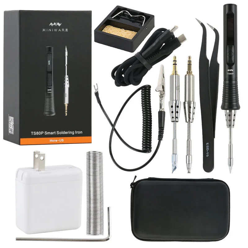 MINI TS80 Upgraded Version Type C USB Smart OLED Adjustable Electric Soldering Iron Sleep Mode Repair Set TS80P For PCB Solder |