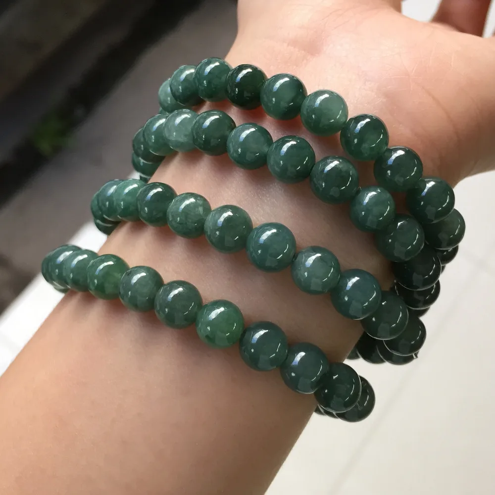 Аутентичный натуральный Морской нефритовый шарик 7-8 мм шариковый браслет |