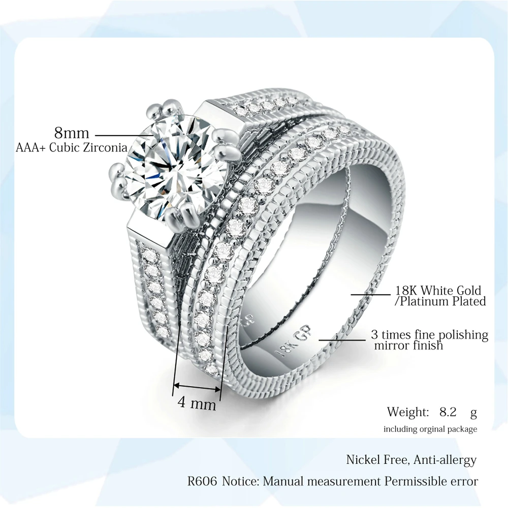 Женское кольцо на палец модное классическое серебряное с фианитом AAA + DWR606|jewelry