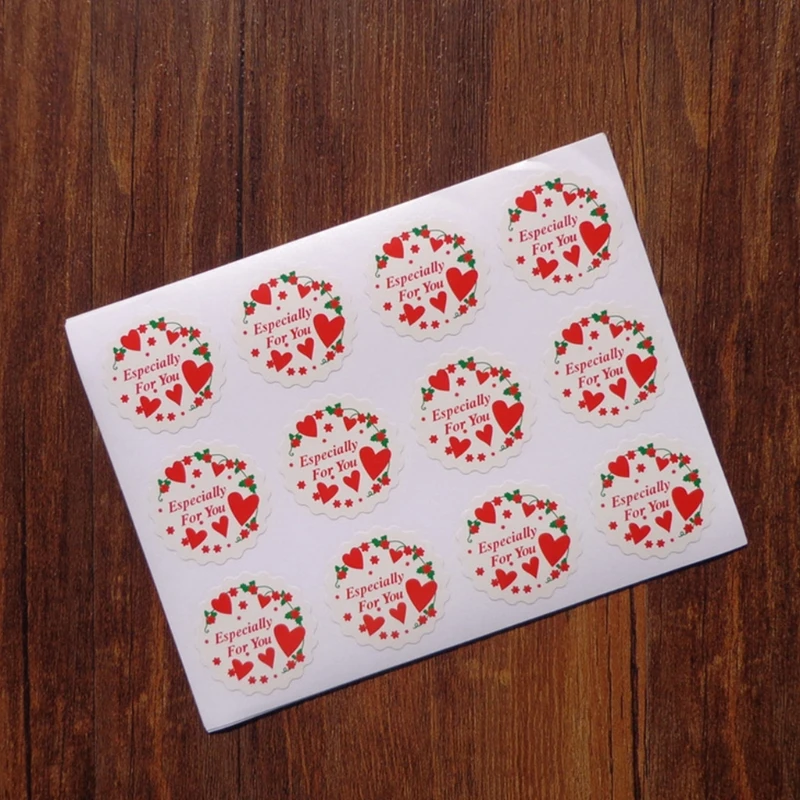 

50 Sheets Especially For You Stickers Red Heart DIY Round Adhesive Seal Labels